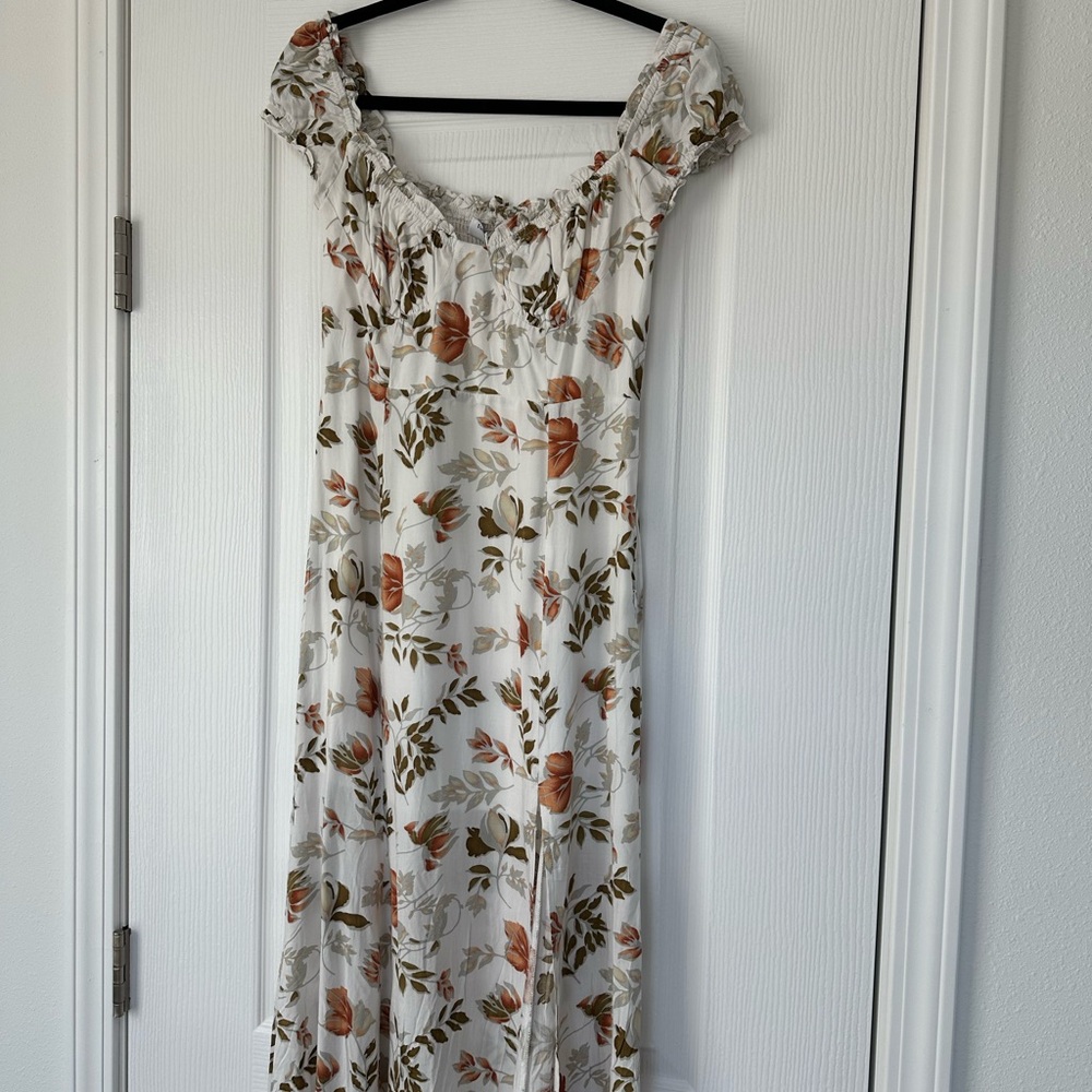 Fortunate One Mood for Love Midi Dress in Cream and Brown
